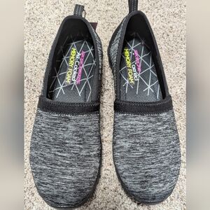 Skechers Charcoal and Black Air Cooled Memory Foam Slip-Ons